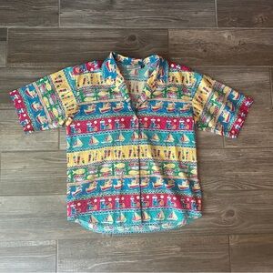 Vintage 80’s-90’s Women’s Size 6 Button Up Shirt‎ - Nautical, Retro Summer Vibes